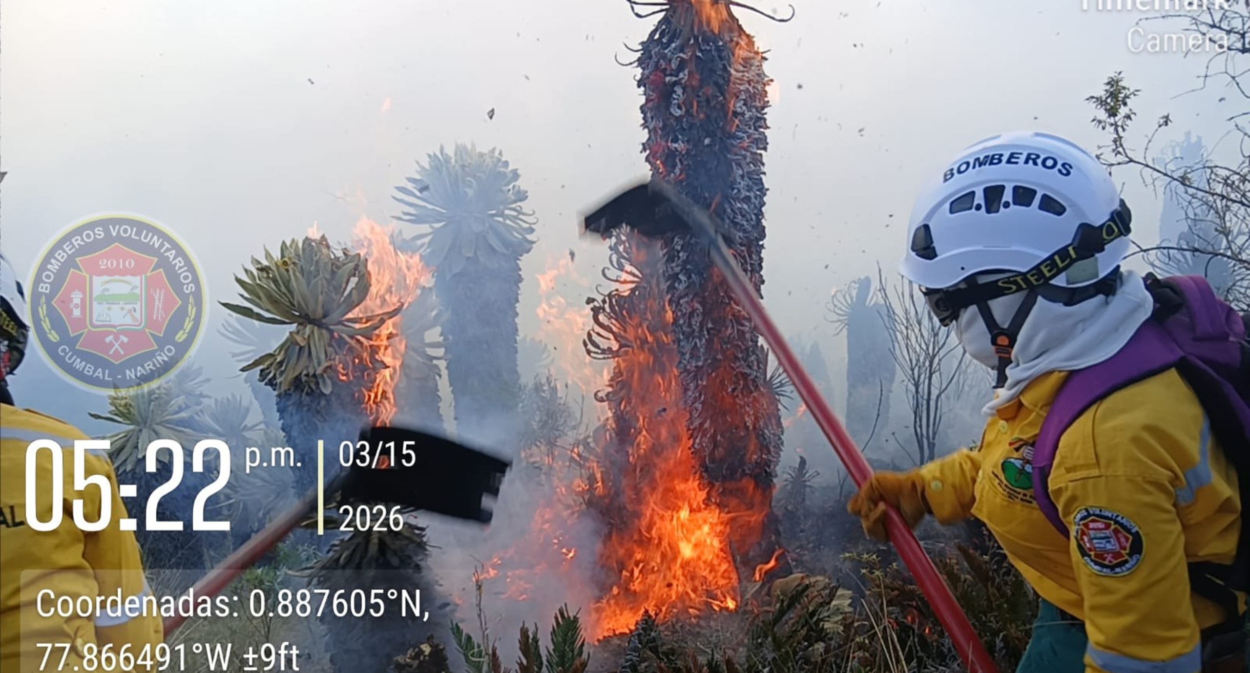 Bomberos y comunidad indígena controlan incendio provocado en ecosistema de páramo en Cumbal, Nariño