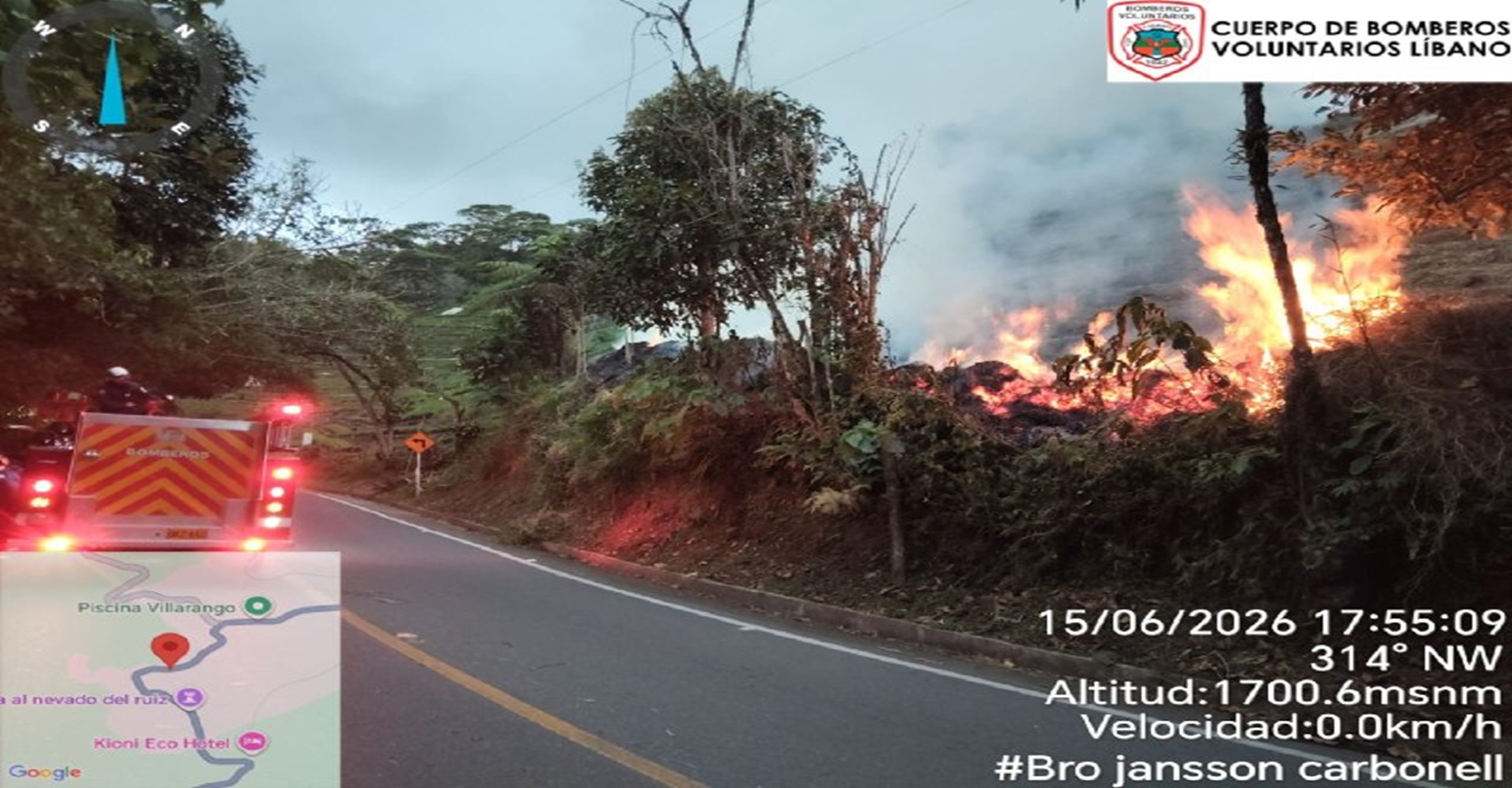 Bomberos controlan incendio forestal registrado en la vía Líbano – Murillo, Tolima
