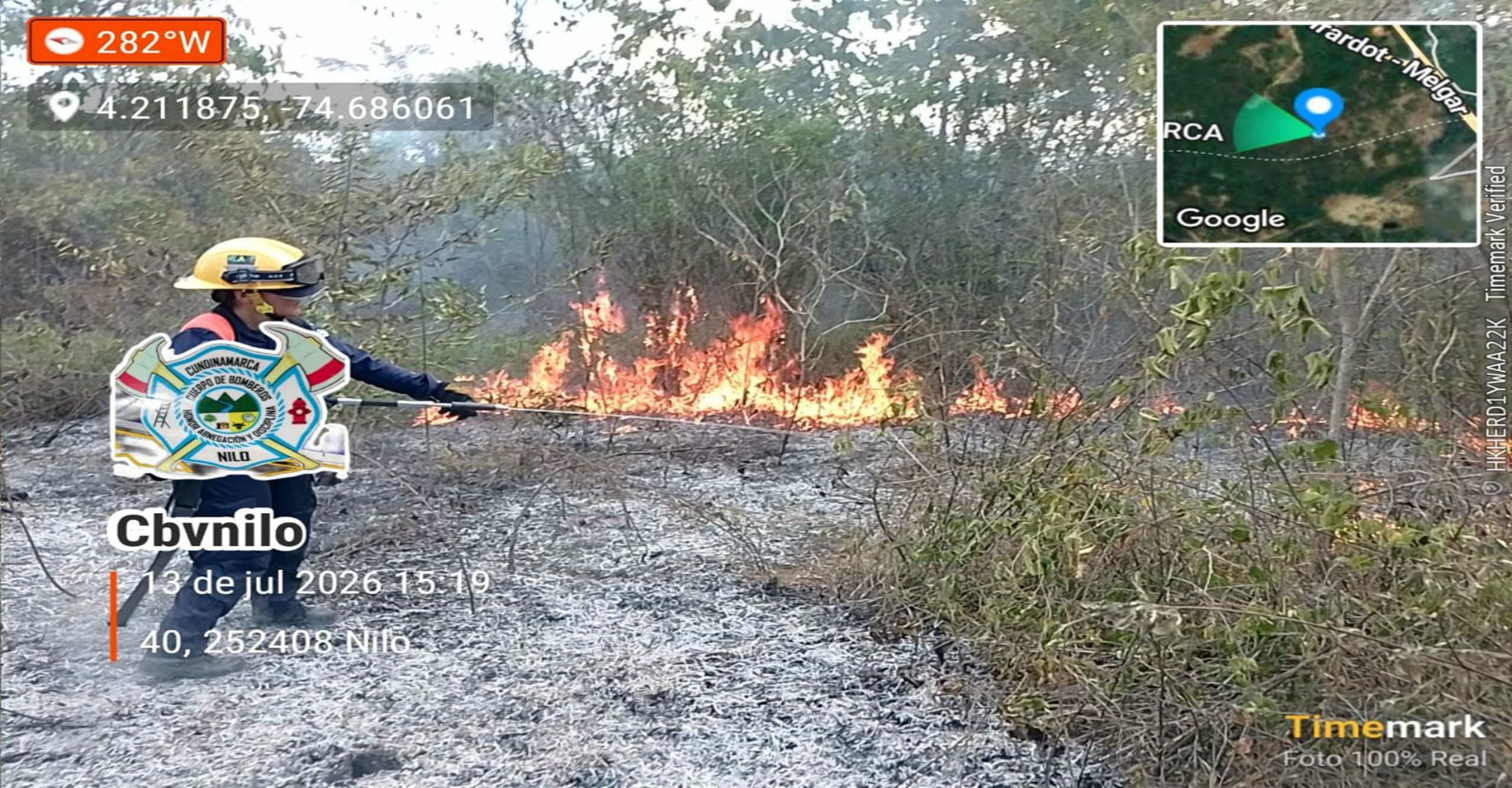 Bomberos de Nilo liquidan incendio forestal que afectó tres hectáreas de cobertura vegetal