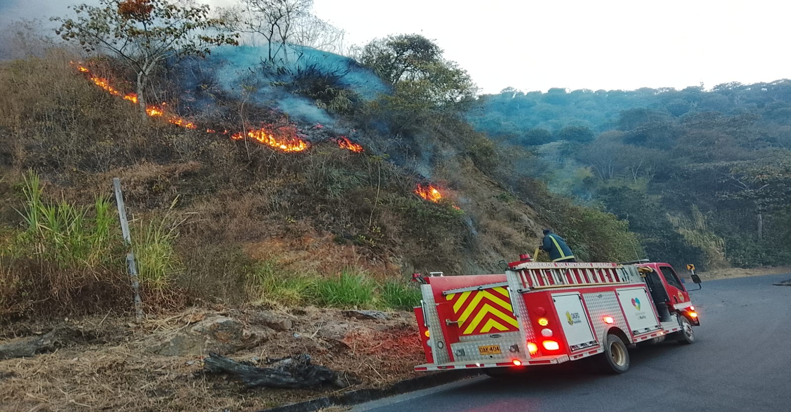 Bomberos de Buesaco liquidan incendio forestal que afectó cultivos y cobertura vegetal en zona rural de Nariño