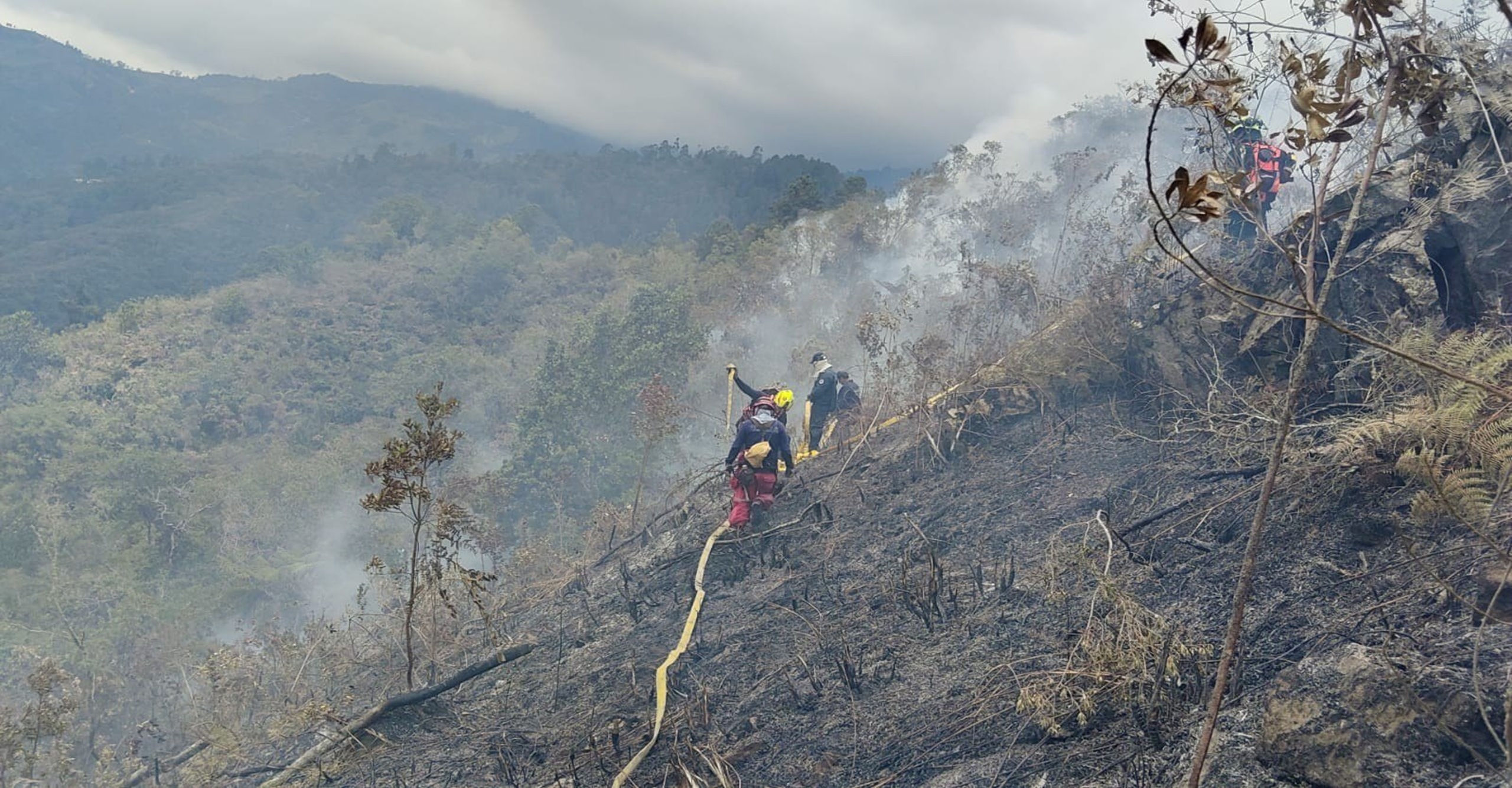 Organismos de socorro mantienen activo operativo para controlar incendio forestal que afecta cerca de 100 hectáreas en Charta, Santander