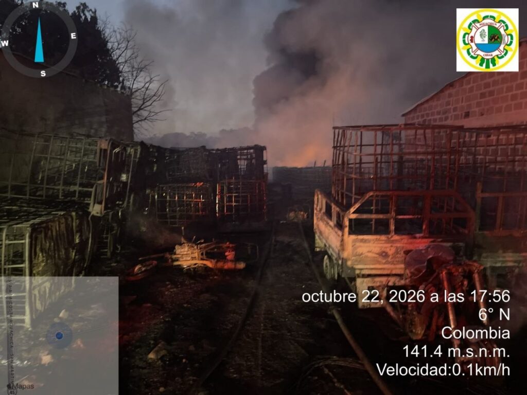 Incendio de hidrocarburos registrado en la vereda Los Columpios, Aguachica, Cesar.