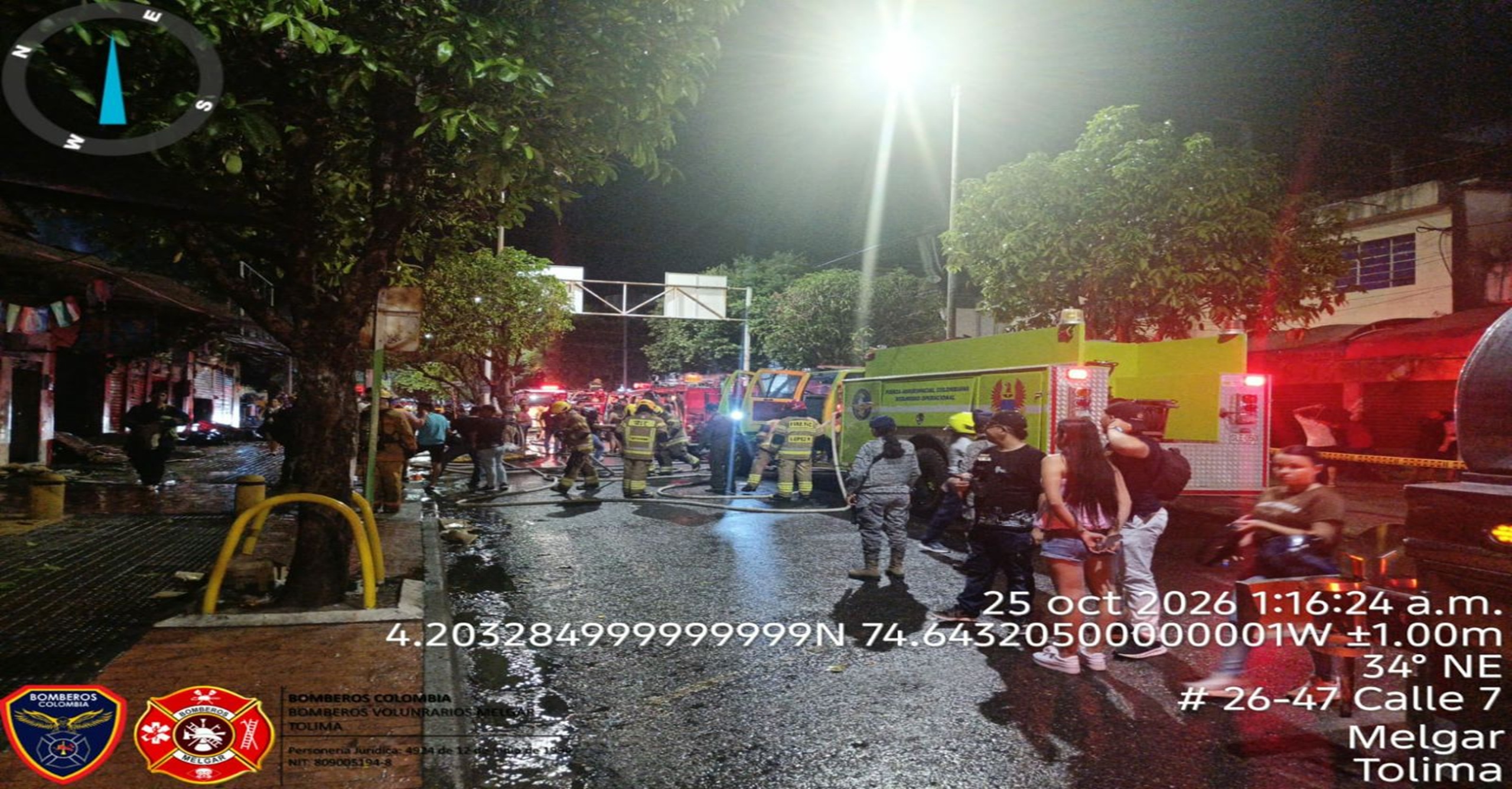 Incendio estructural en Melgar Tolima, es liquidado por bomberos de la región.  